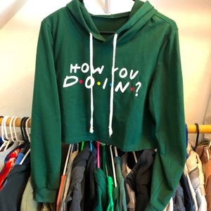 NEVER WORN Friends “How you doin” crop hoodie size M